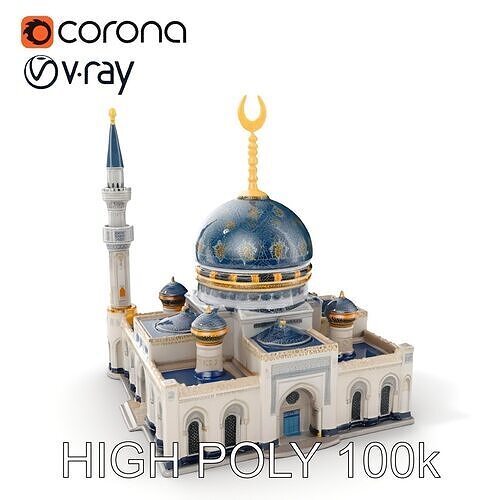 Ornate Mosque Architectural Model Pack Low-poly 3D model