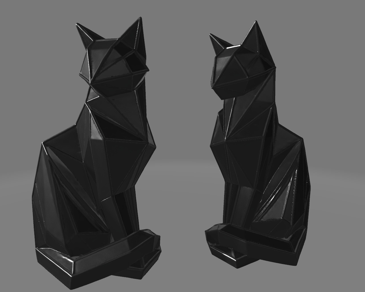 Minimalist Geometric Cat Sculptures 3D print model_1