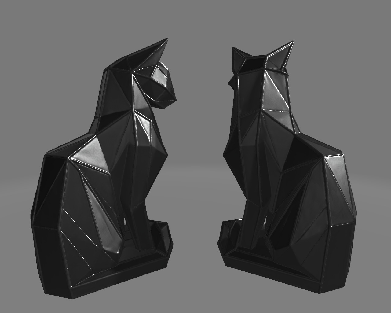 Minimalist Geometric Cat Sculptures 3D print model_2