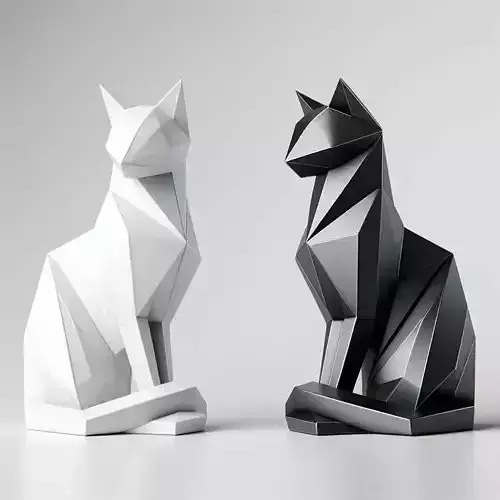Minimalist Geometric Cat Sculptures