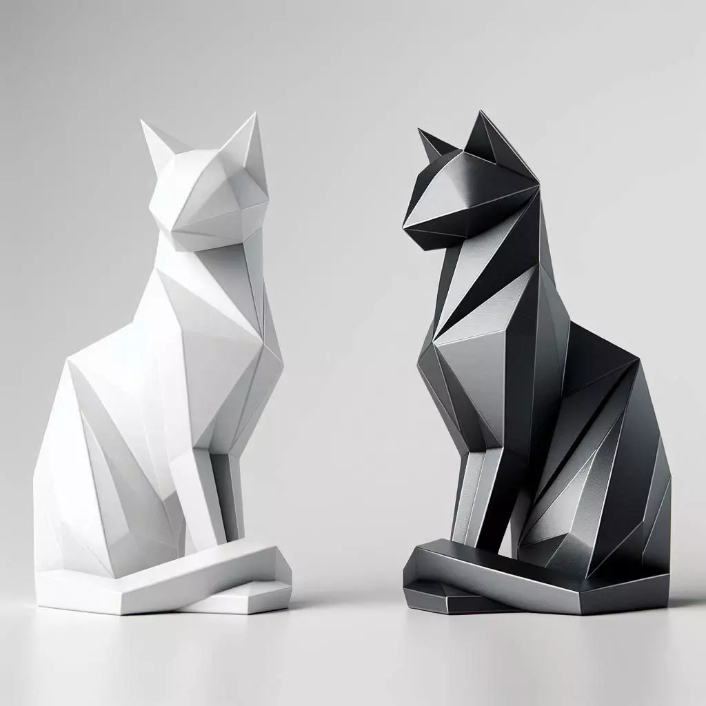 Minimalist Geometric Cat Sculptures 3D print model_0