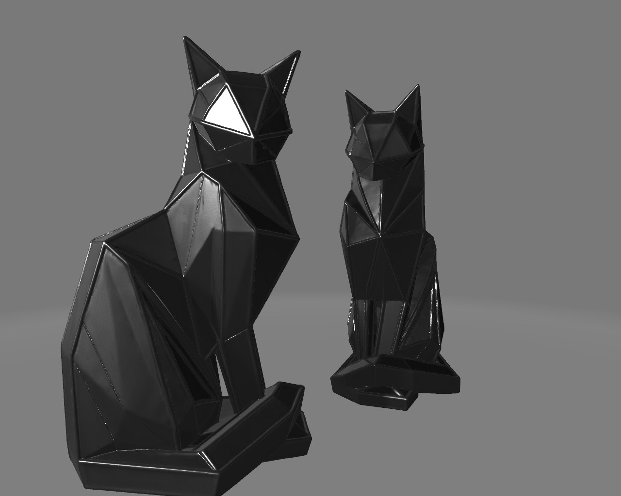 Minimalist Geometric Cat Sculptures 3D print model_3