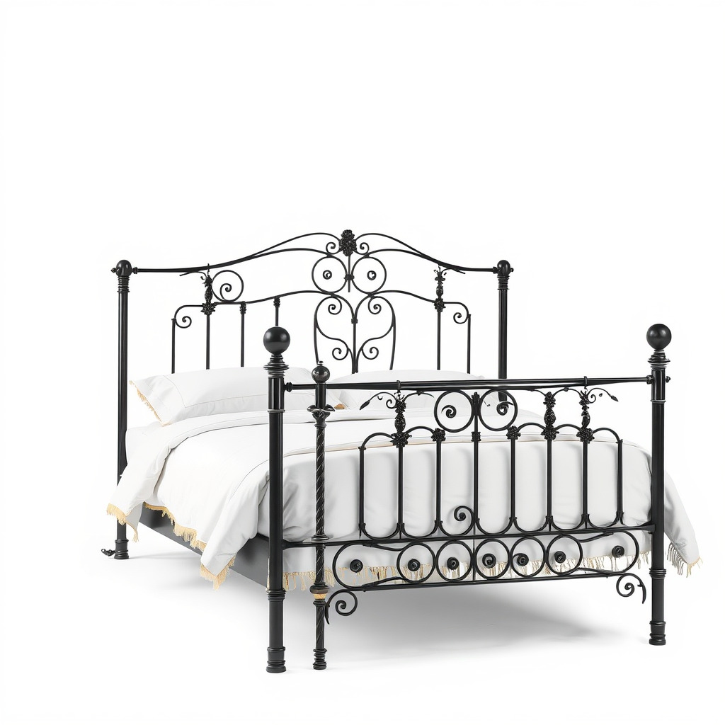 Ornate Black Metal Bed Model Pack Low-poly 3D model_2