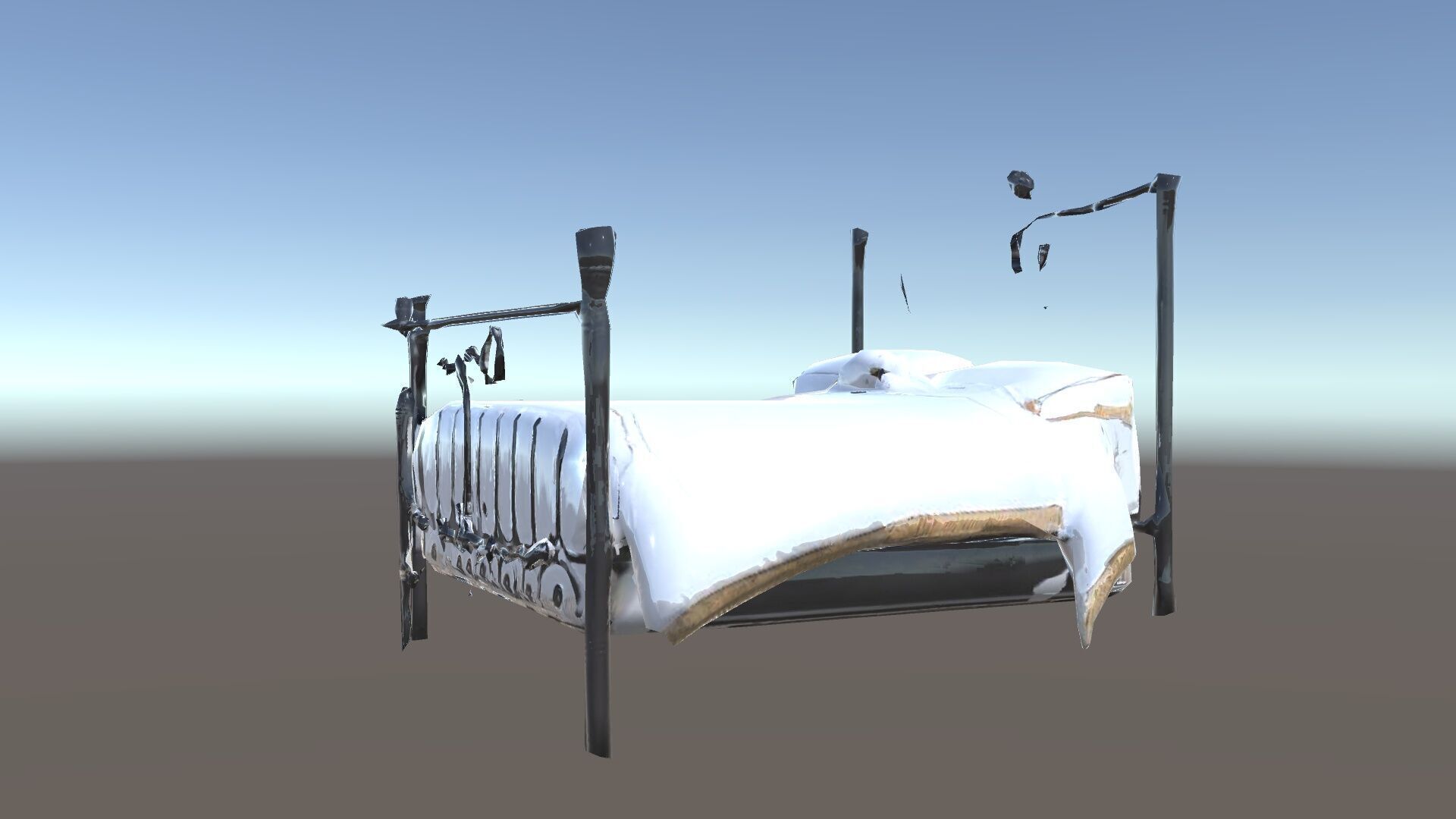 Ornate Black Metal Bed Model Pack Low-poly 3D model_34