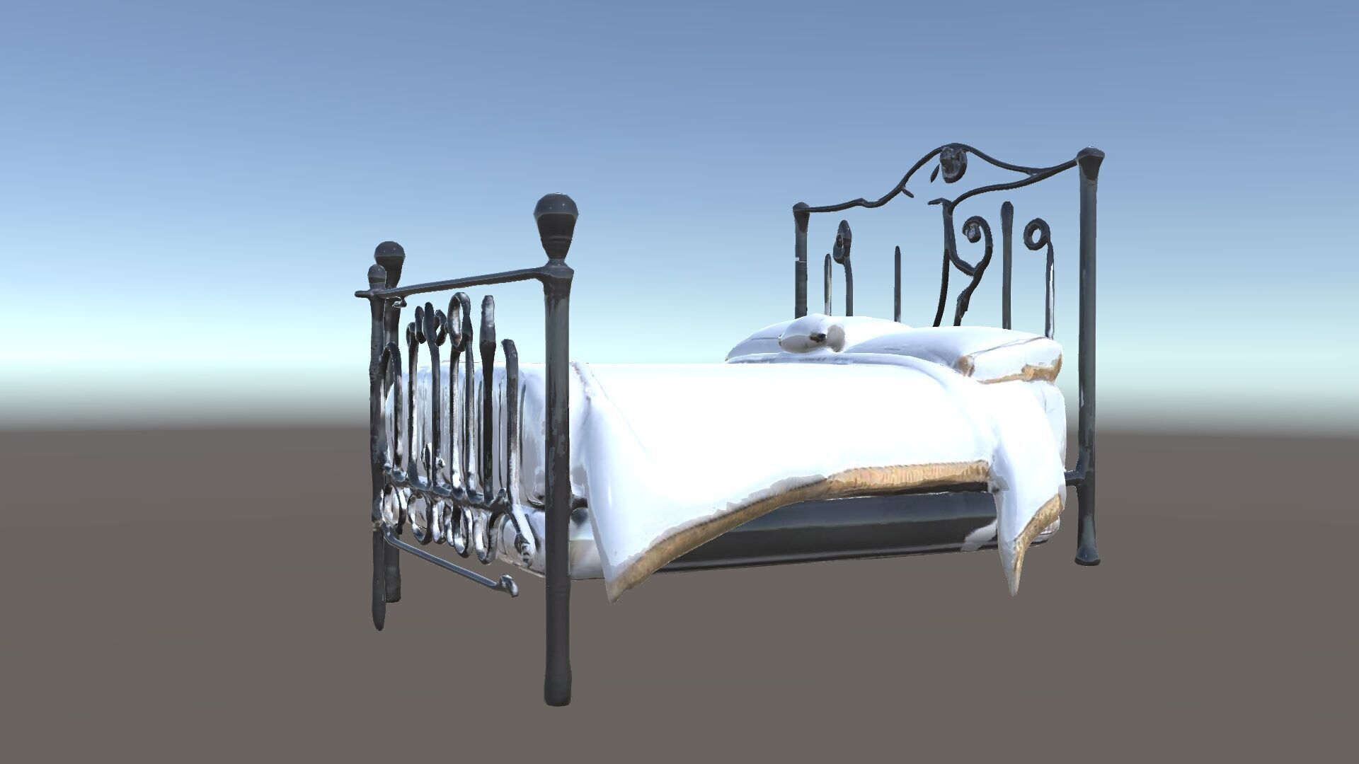 Ornate Black Metal Bed Model Pack Low-poly 3D model_33