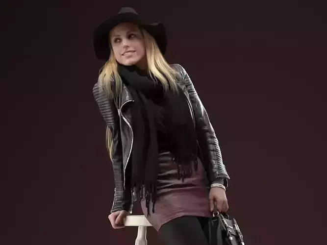 00039Esmay004 Sitting Blonde Woman Pre Posed 3D Model