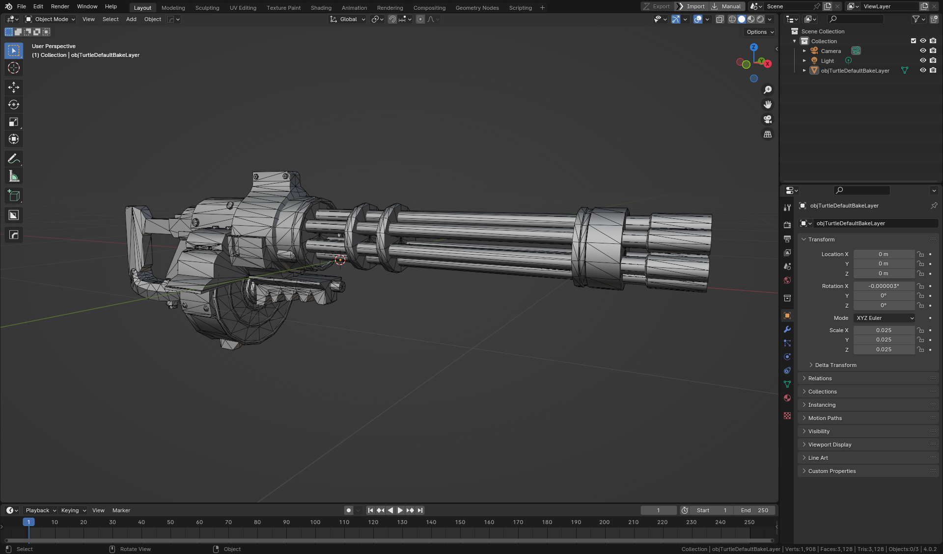 EVA Gatling gun hand-painted low poly Low-poly 3D model_13