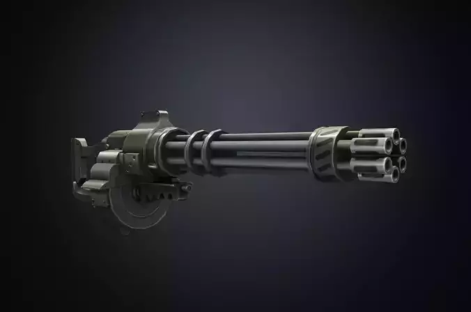 EVA Gatling gun hand-painted low poly Low-poly 3D model