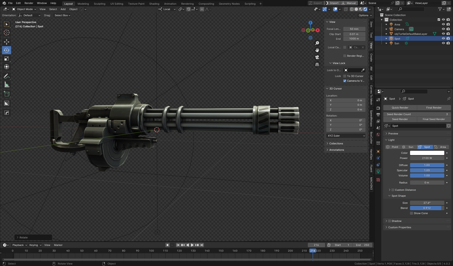 EVA Gatling gun hand-painted low poly Low-poly 3D model_15