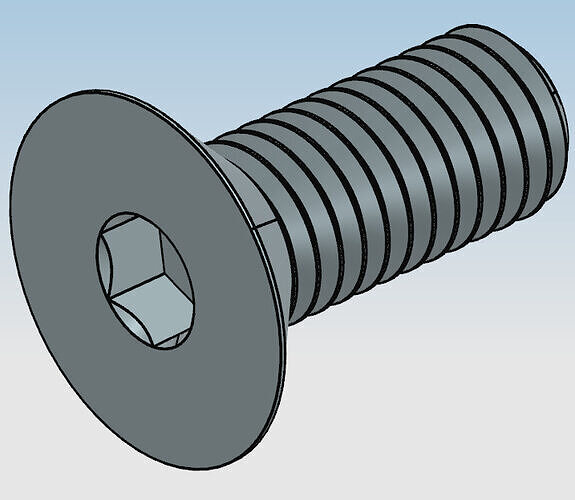 Hex drive flat head screw M8 3D print model