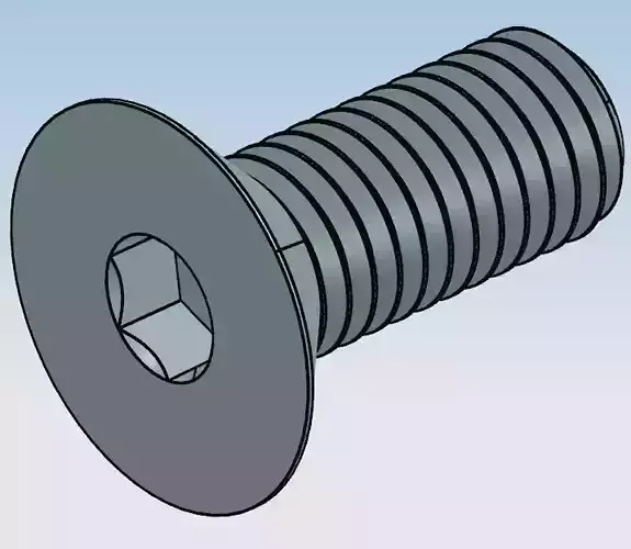Hex drive flat head screw M8 3D print model