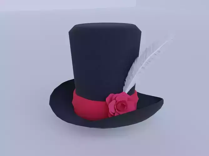 Model top hat with rose and feather