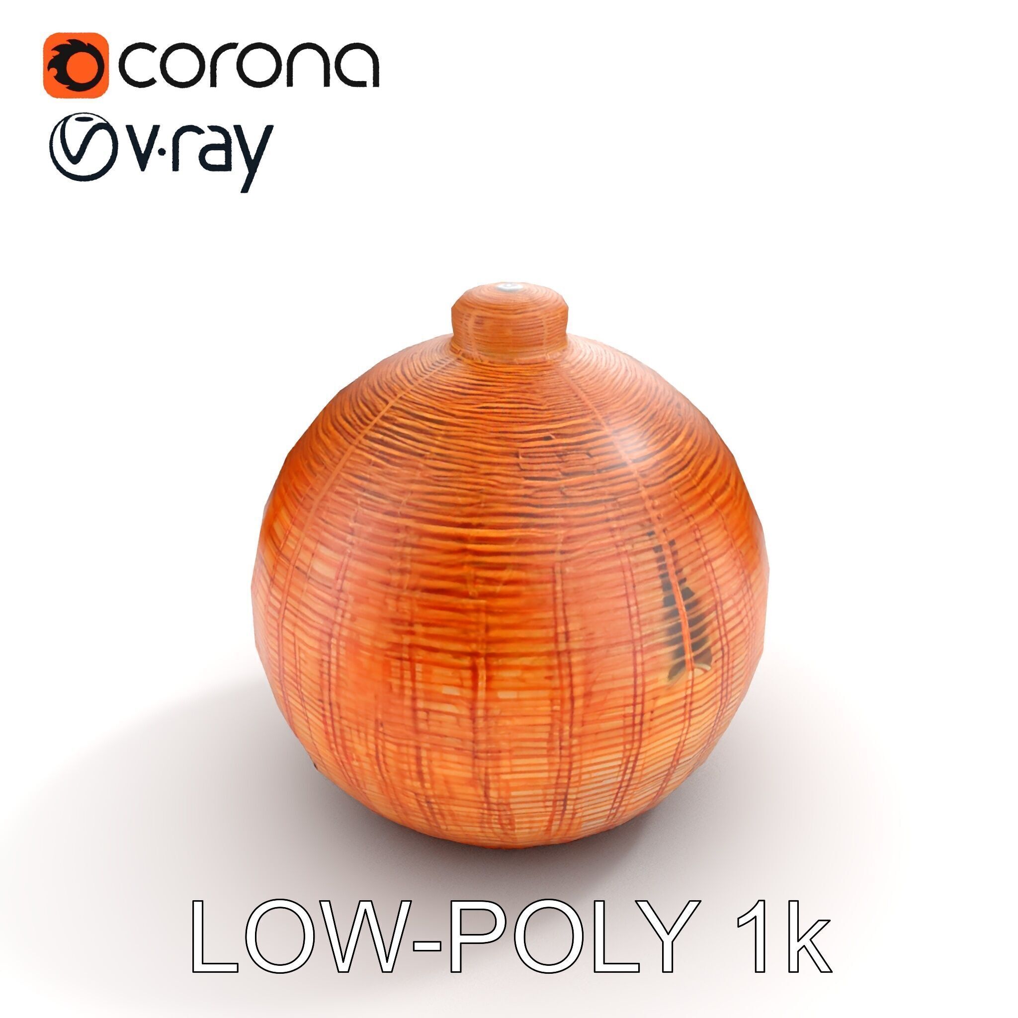 Wicker Pendant Lamp Model Pack Low-poly 3D model_14
