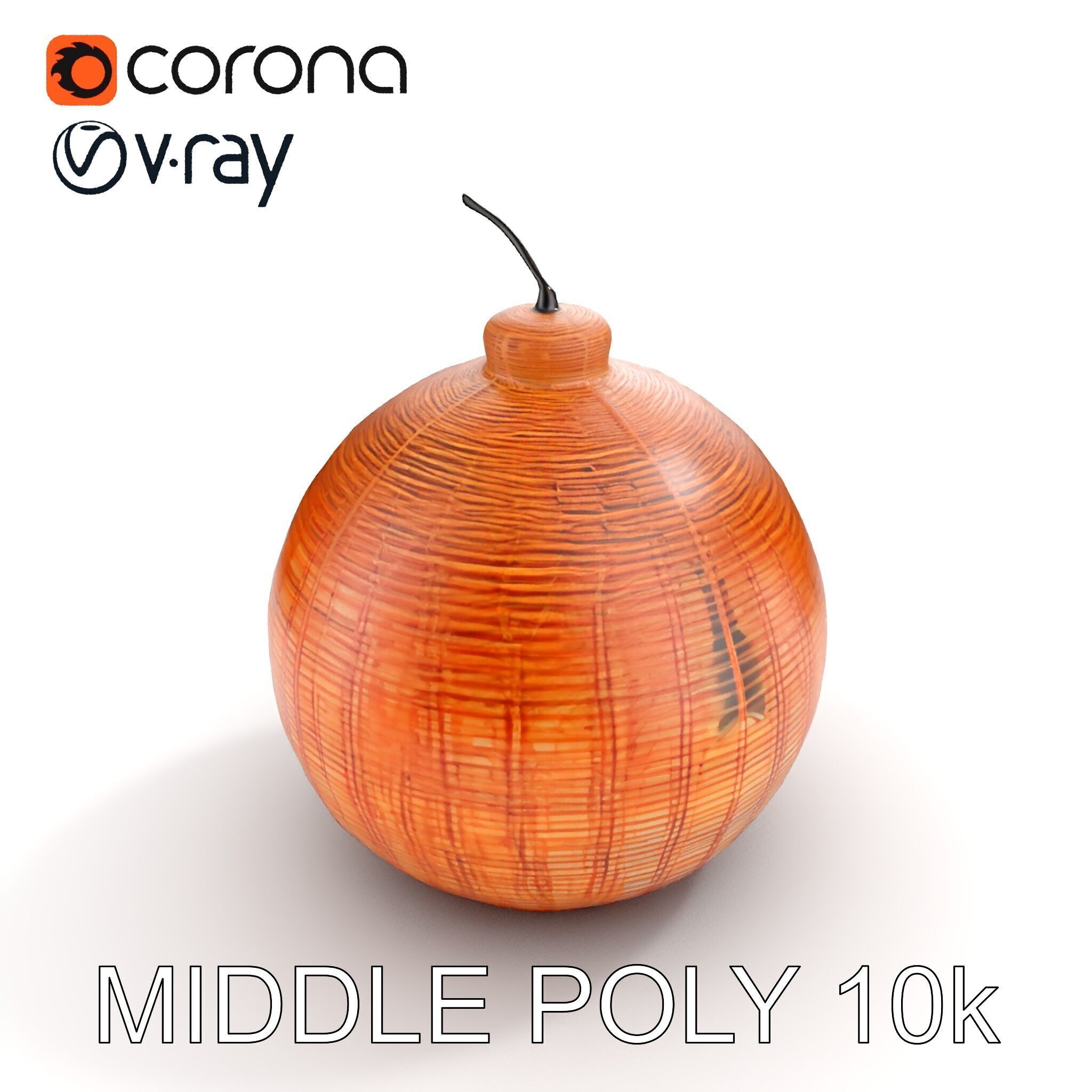 Wicker Pendant Lamp Model Pack Low-poly 3D model_8