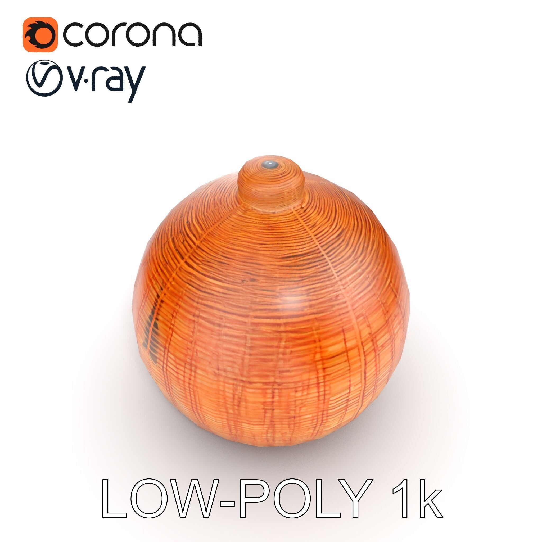 Wicker Pendant Lamp Model Pack Low-poly 3D model_7