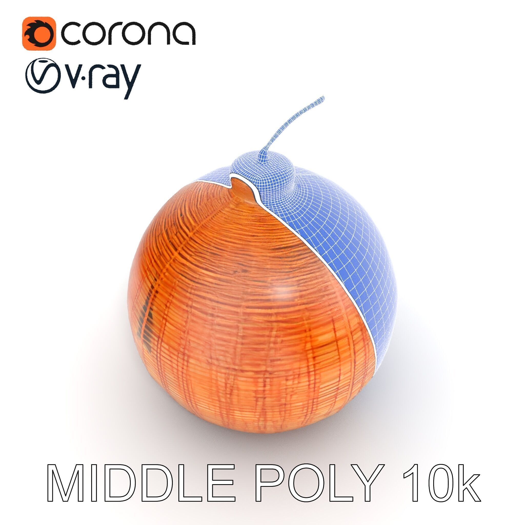 Wicker Pendant Lamp Model Pack Low-poly 3D model_24