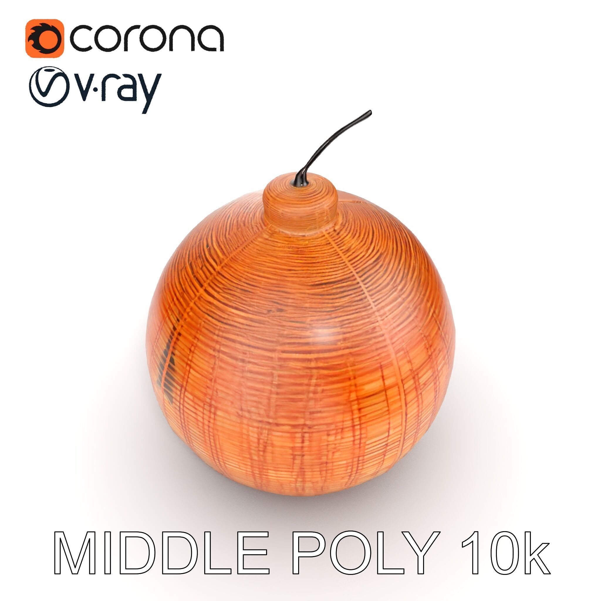 Wicker Pendant Lamp Model Pack Low-poly 3D model_6