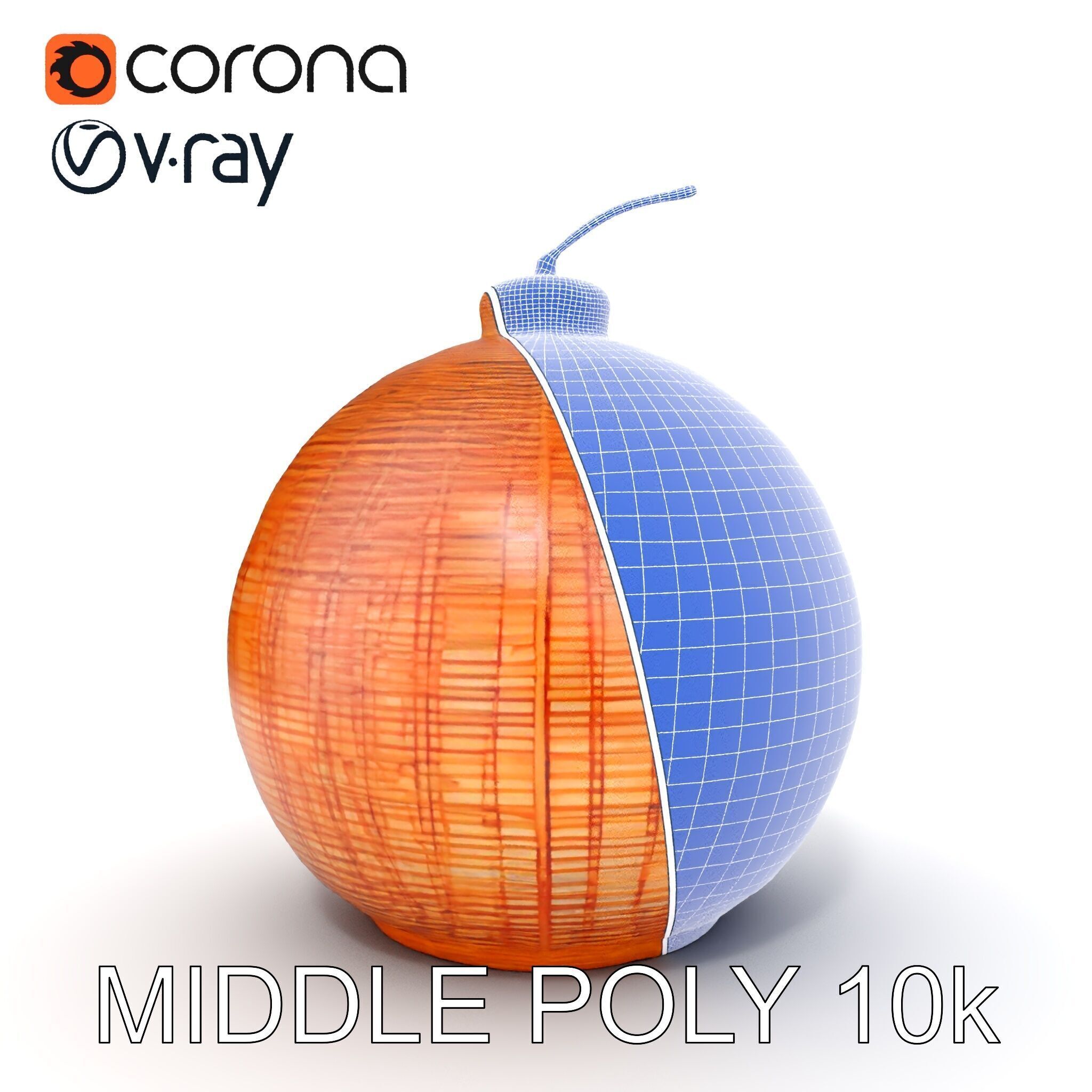 Wicker Pendant Lamp Model Pack Low-poly 3D model_22