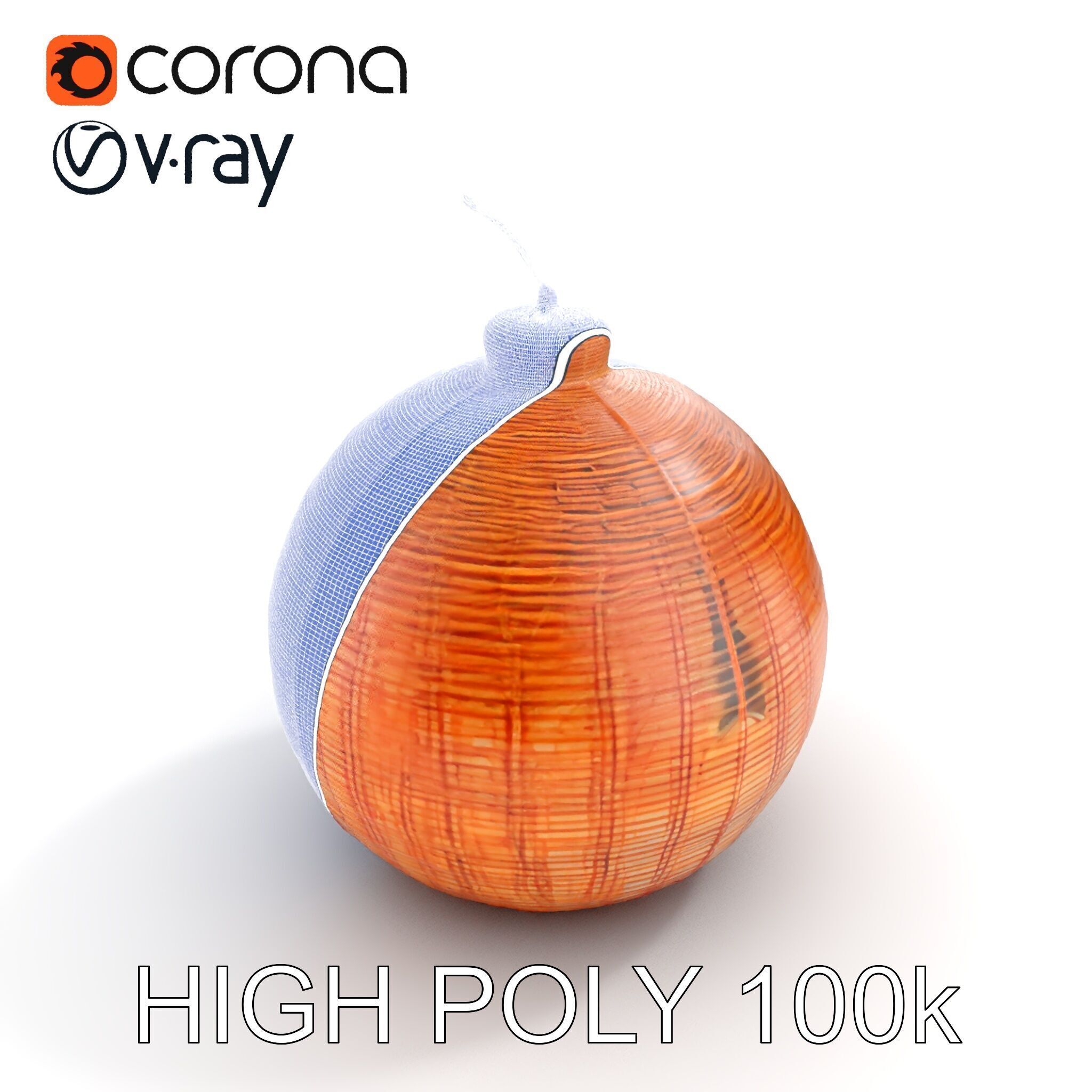 Wicker Pendant Lamp Model Pack Low-poly 3D model_32