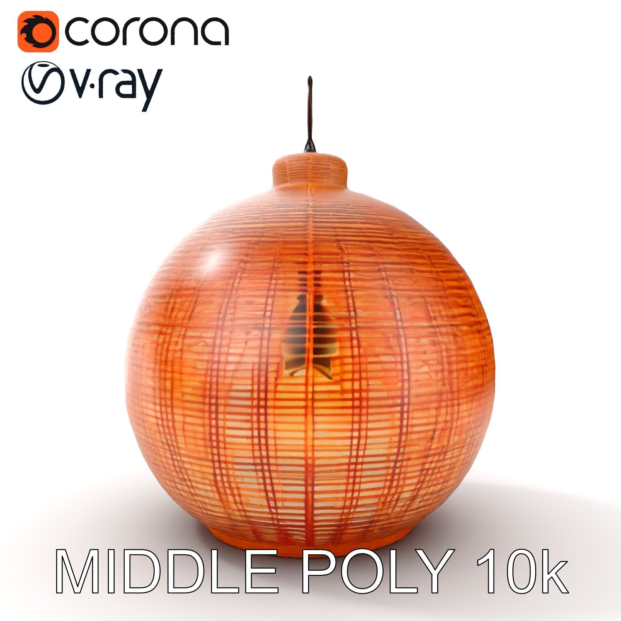 Wicker Pendant Lamp Model Pack Low-poly 3D model_19