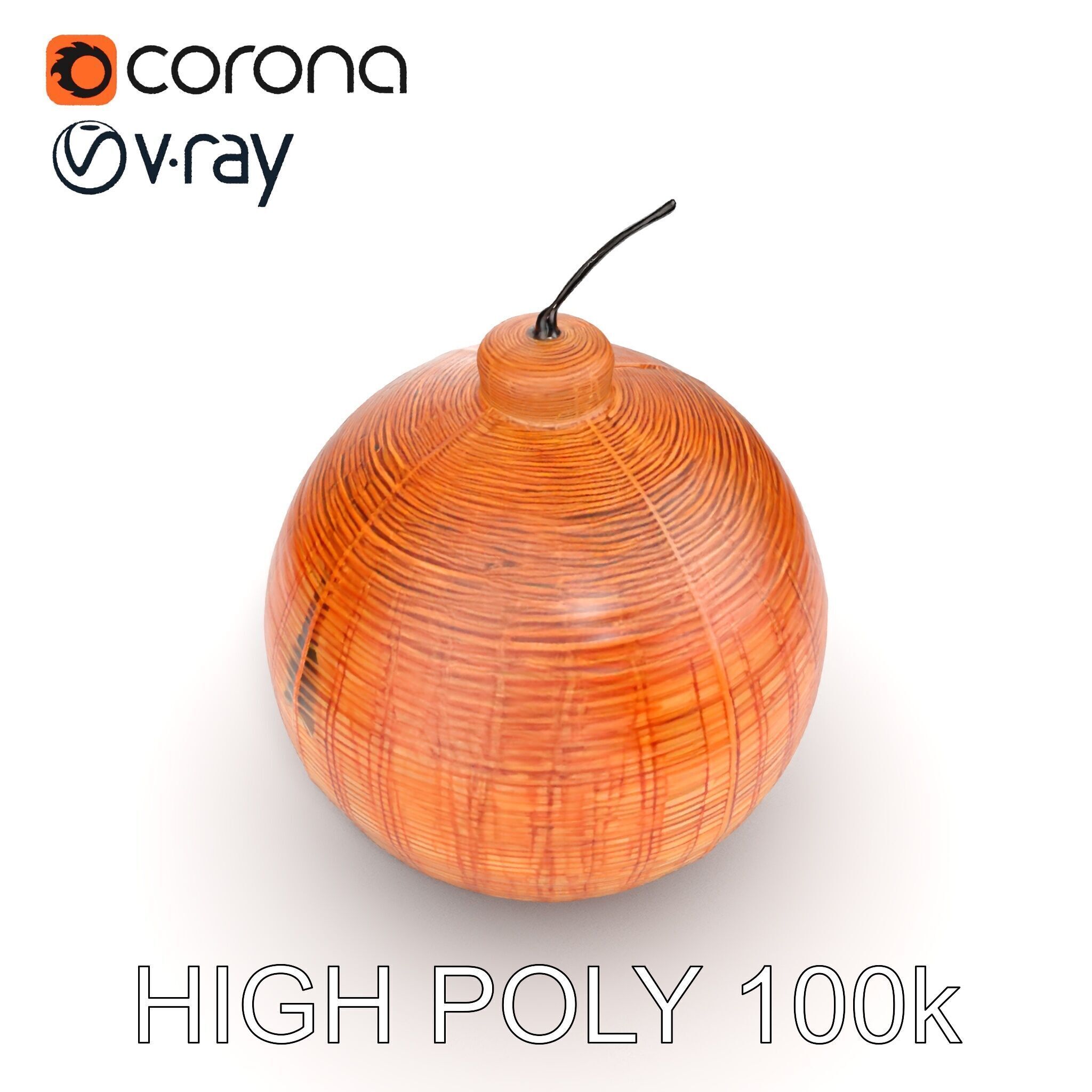 Wicker Pendant Lamp Model Pack Low-poly 3D model_10