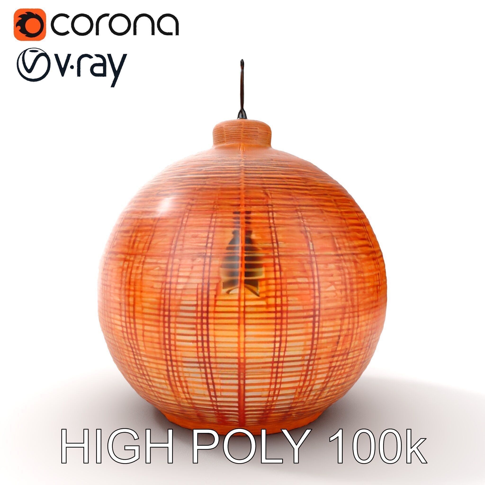 Wicker Pendant Lamp Model Pack Low-poly 3D model_18