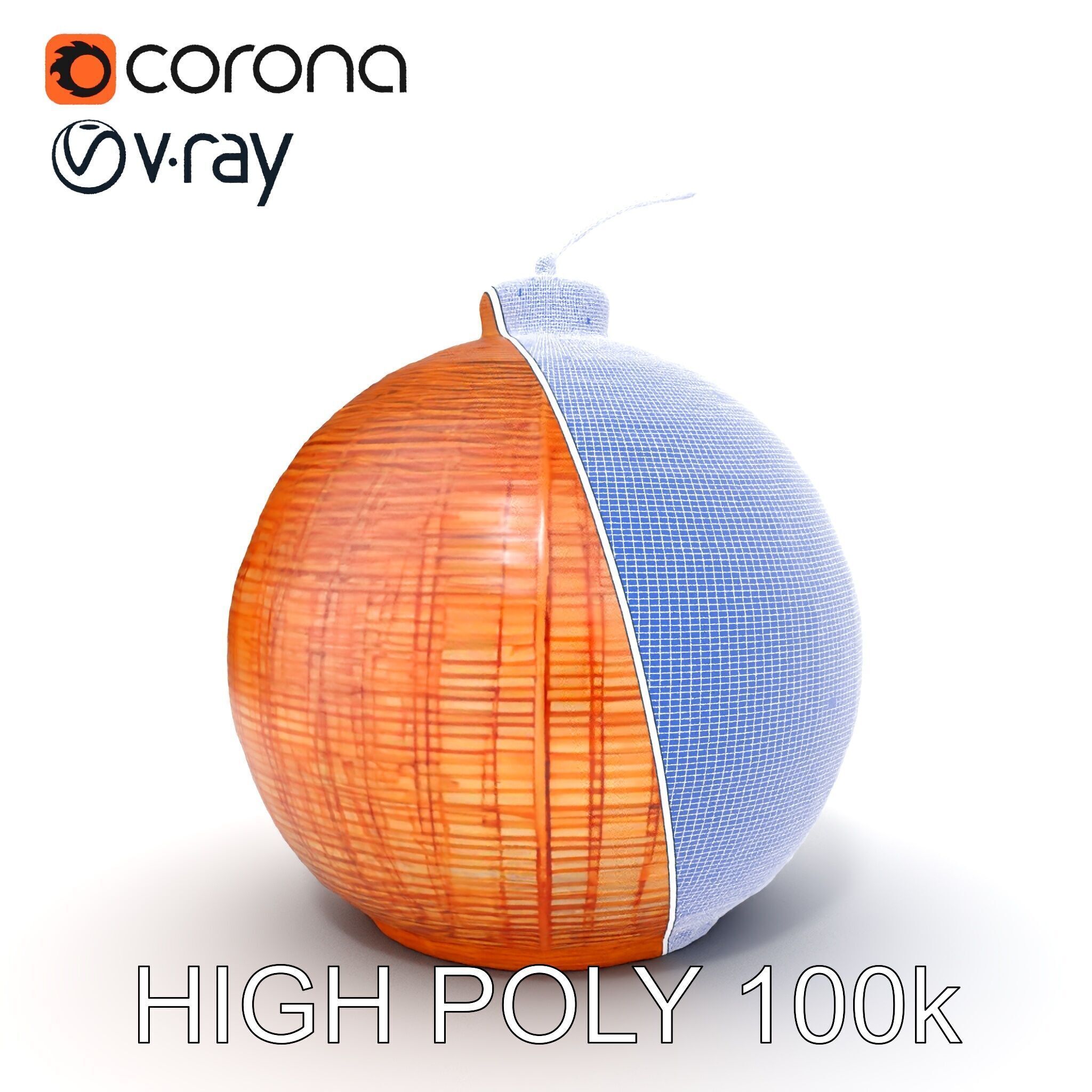 Wicker Pendant Lamp Model Pack Low-poly 3D model_29