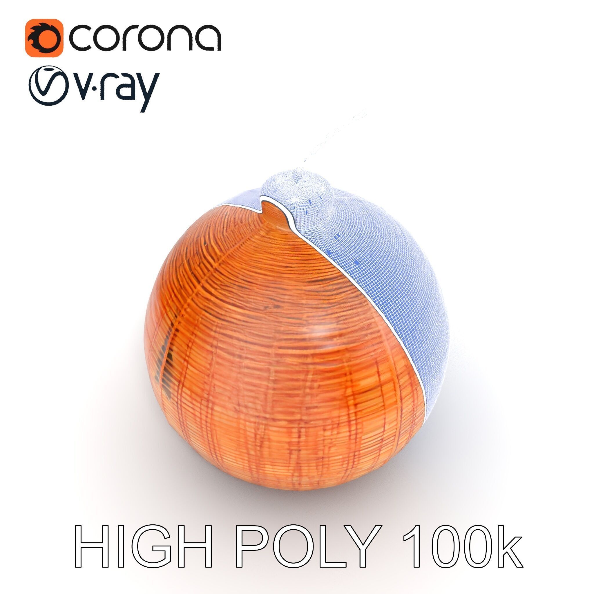 Wicker Pendant Lamp Model Pack Low-poly 3D model_26