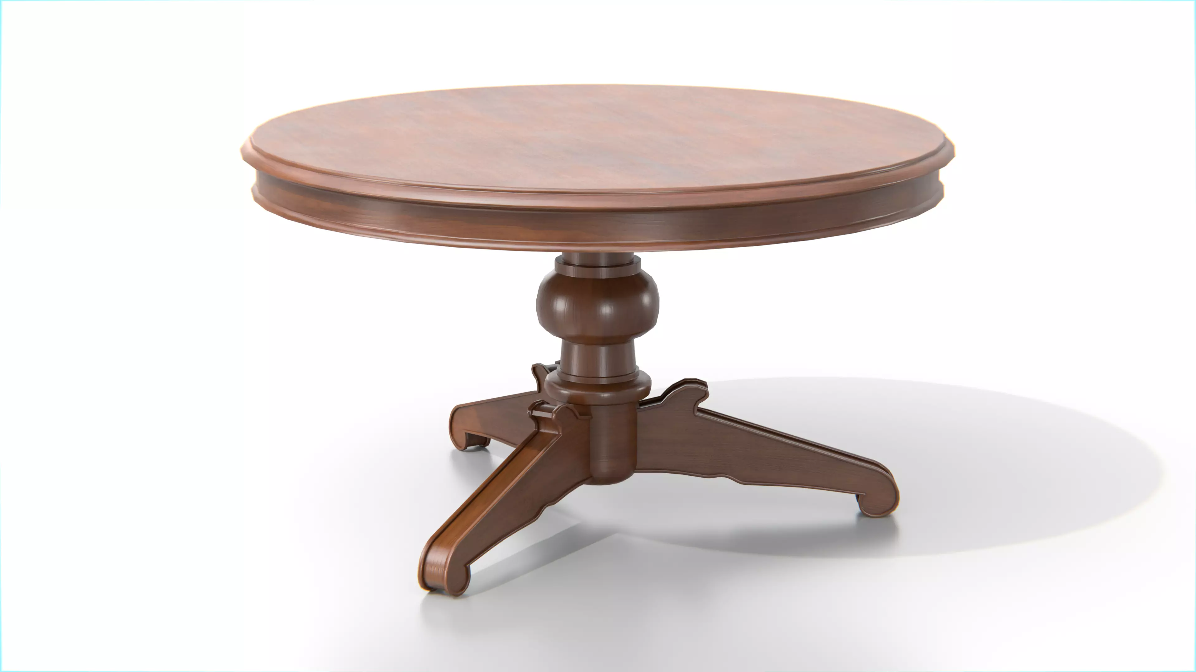 Antique Round Wooden Table 02 Low-poly 3D model_0