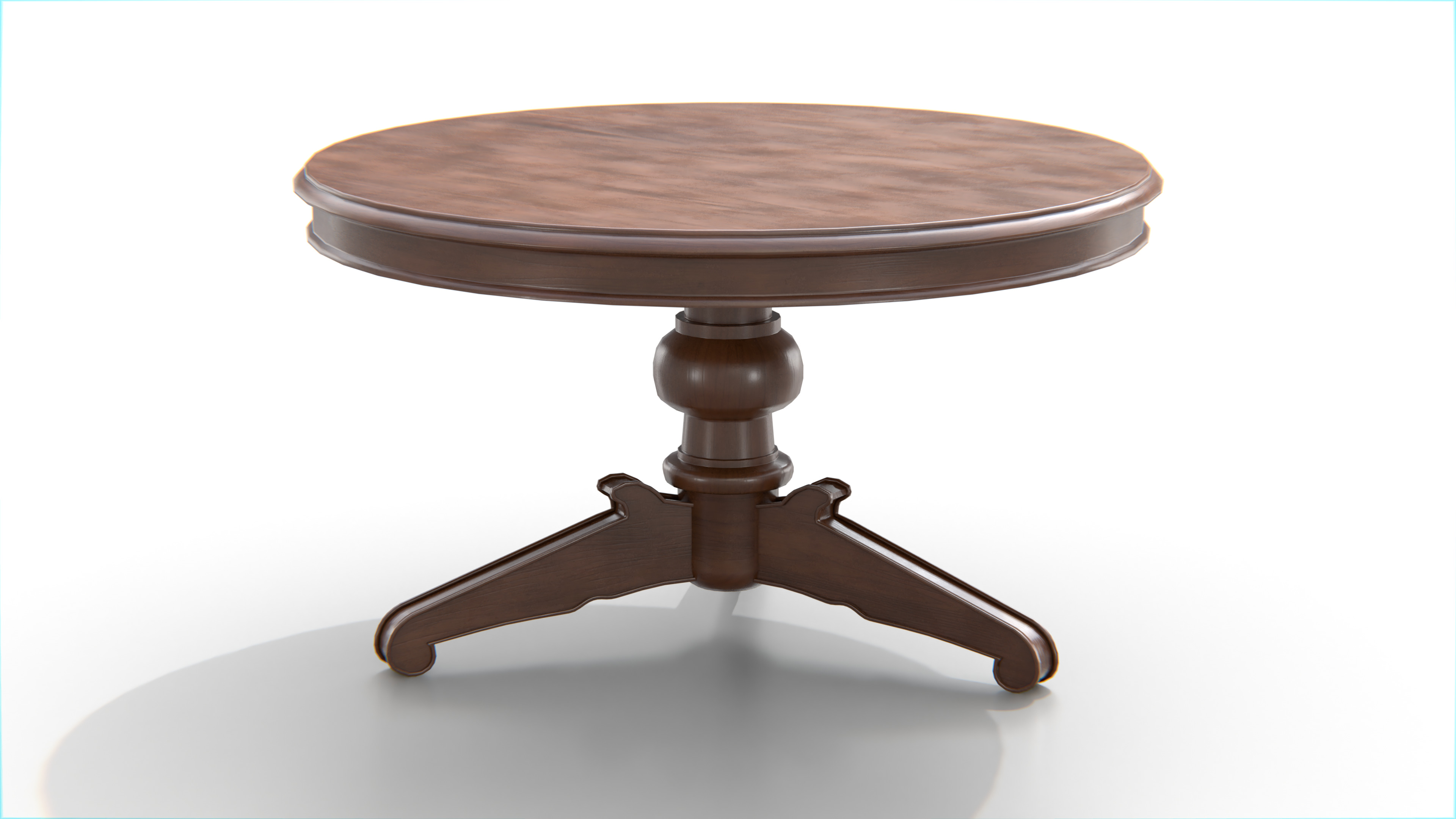 Antique Round Wooden Table 02 Low-poly 3D model_4
