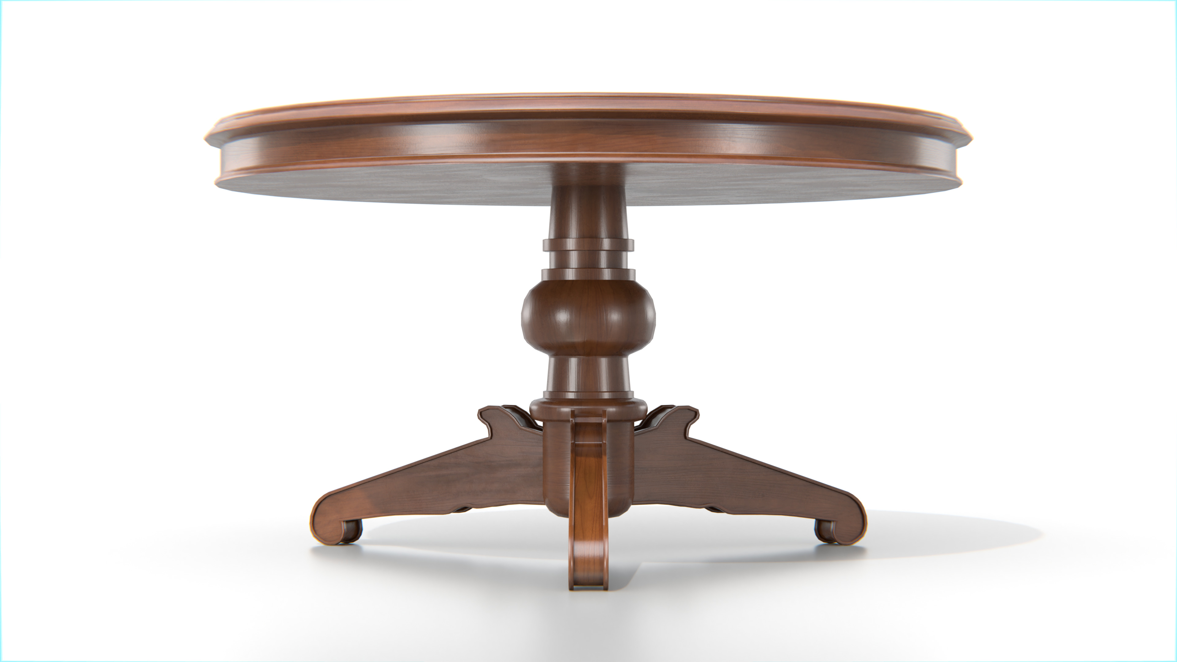 Antique Round Wooden Table 02 Low-poly 3D model_1