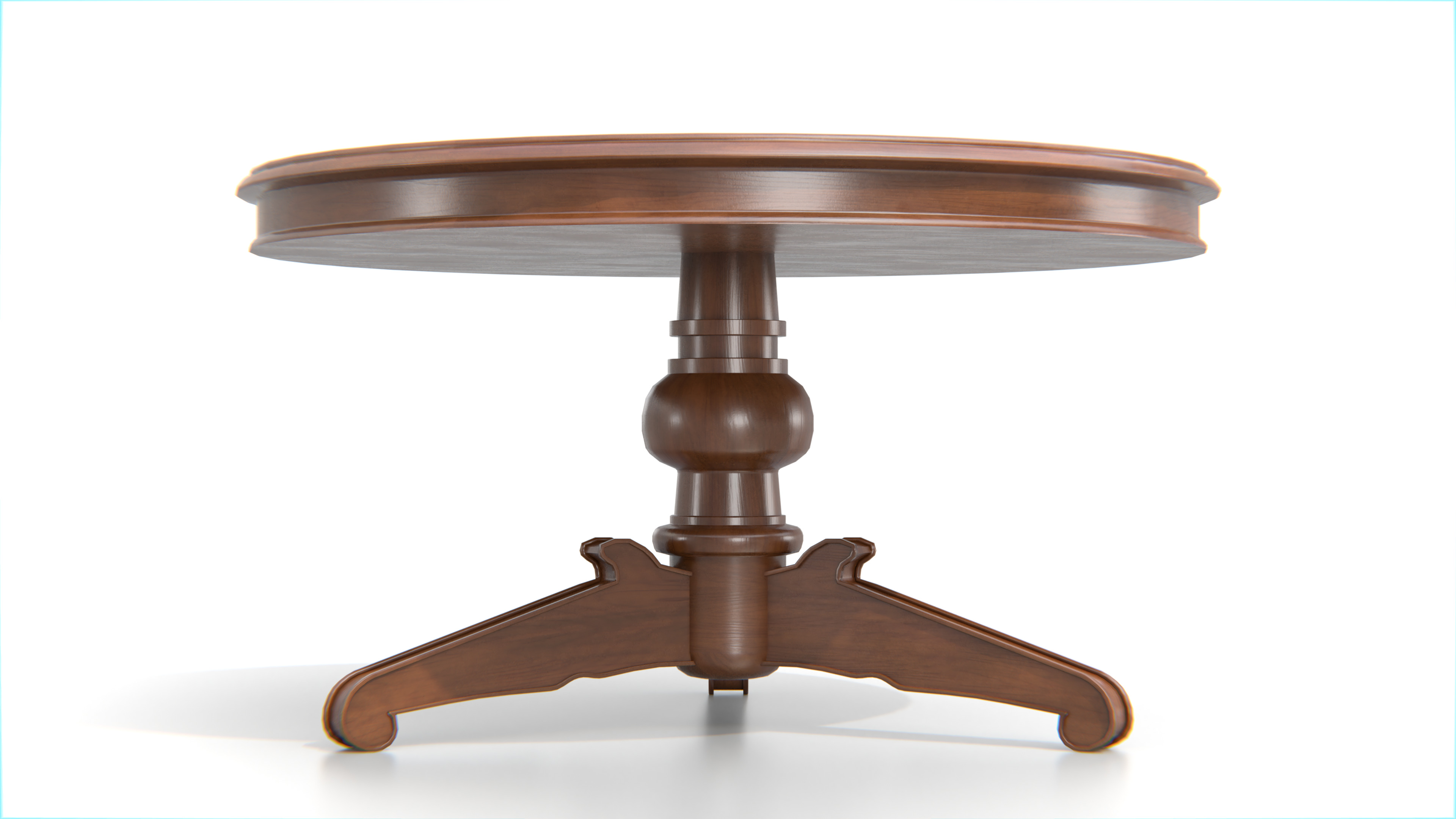 Antique Round Wooden Table 02 Low-poly 3D model_2
