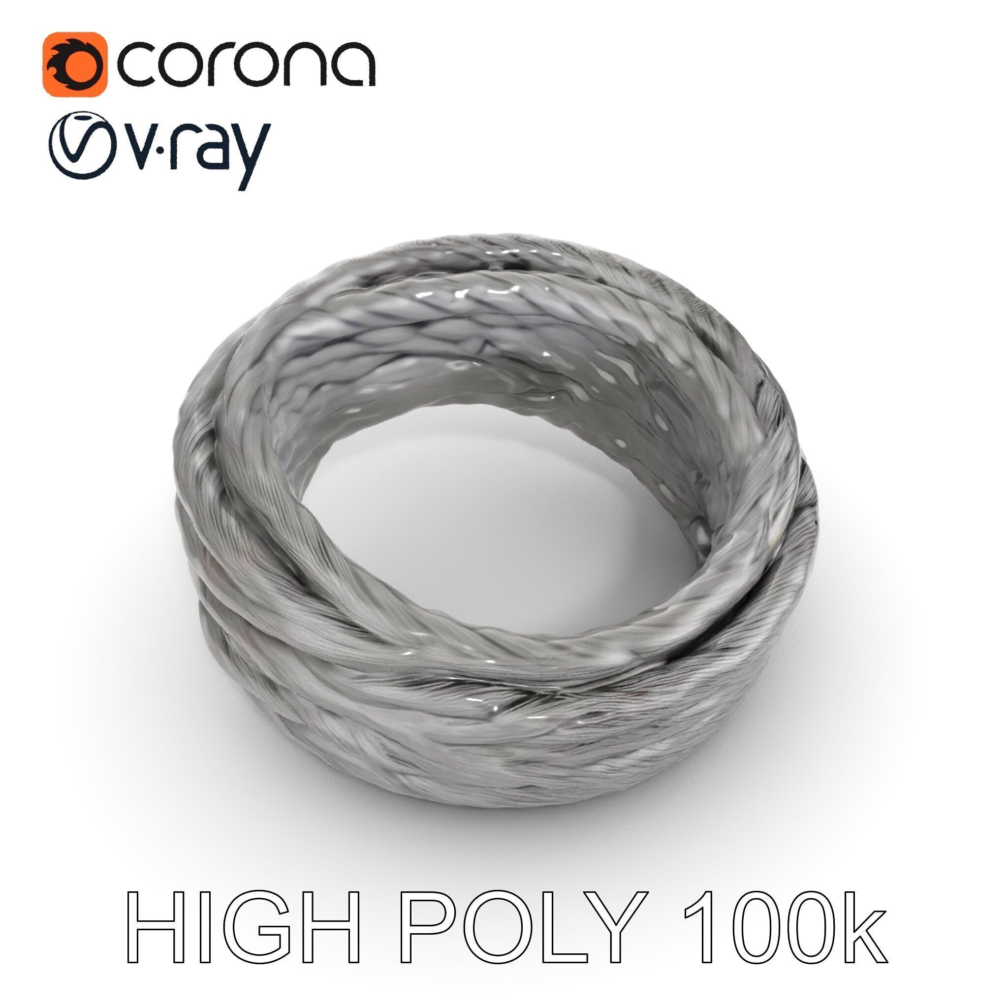 Twisted Steel Cable Model Pack for Industrial and Architectur... Low-poly 3D model_11