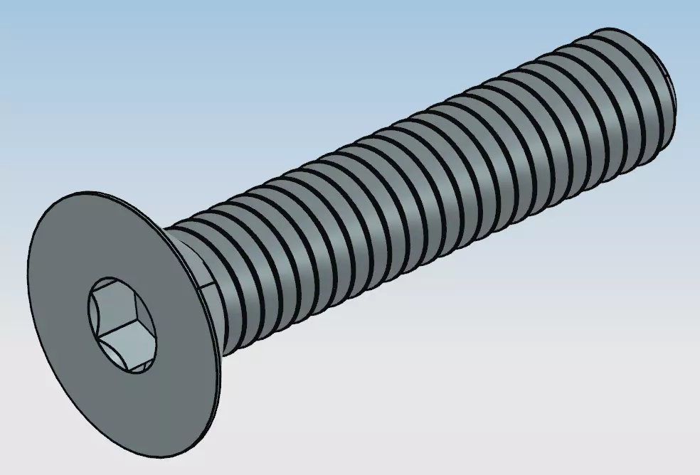Hex drive flat head screw M4 3D print model_0