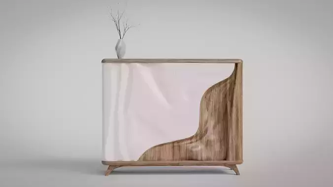 Modern sculpted wooden cabinet