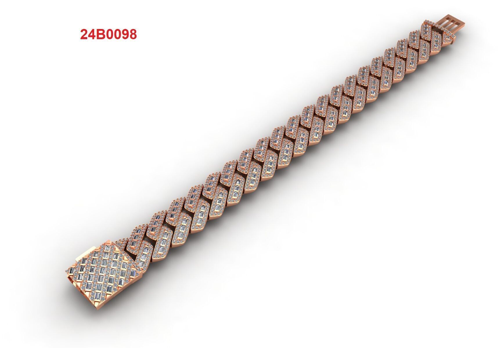 Cuban bracelet mix bagute 3D print model_3