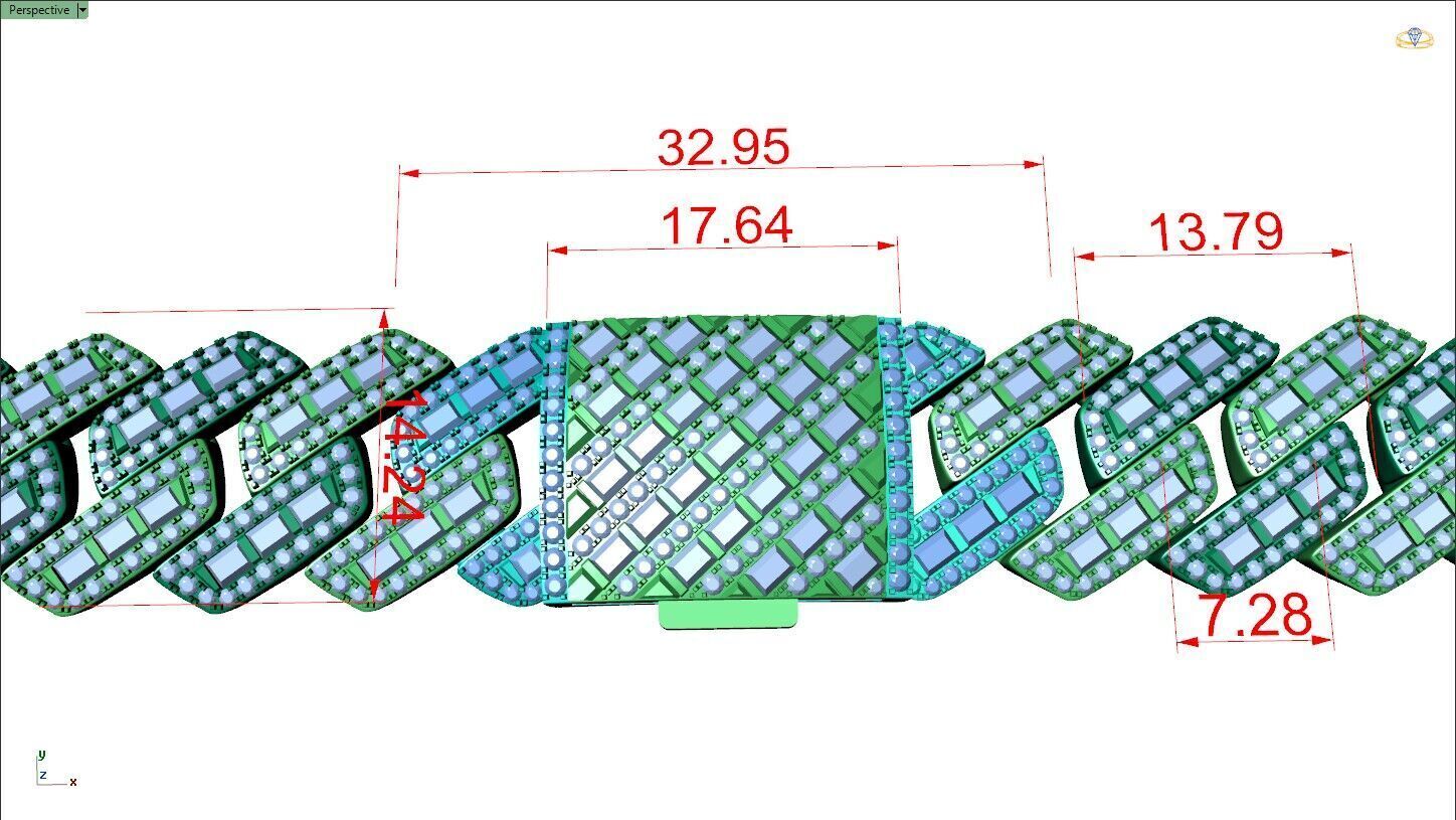 Cuban bracelet mix bagute 3D print model_6
