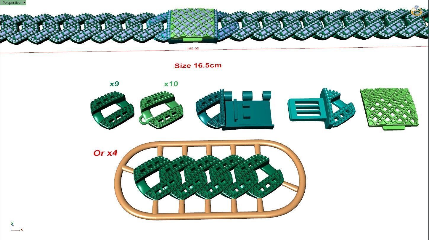 Cuban bracelet mix bagute 3D print model_9