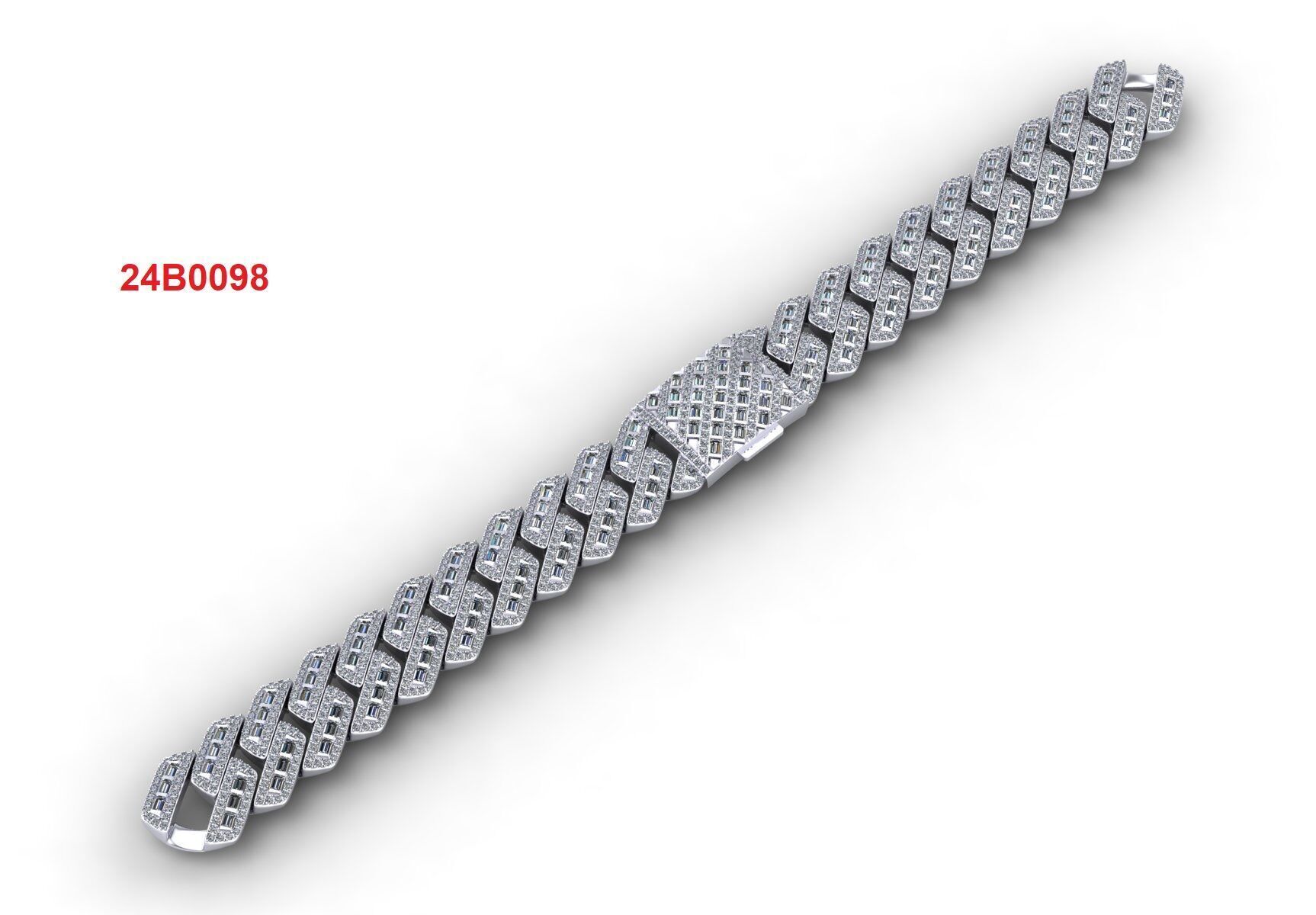 Cuban bracelet mix bagute 3D print model_1