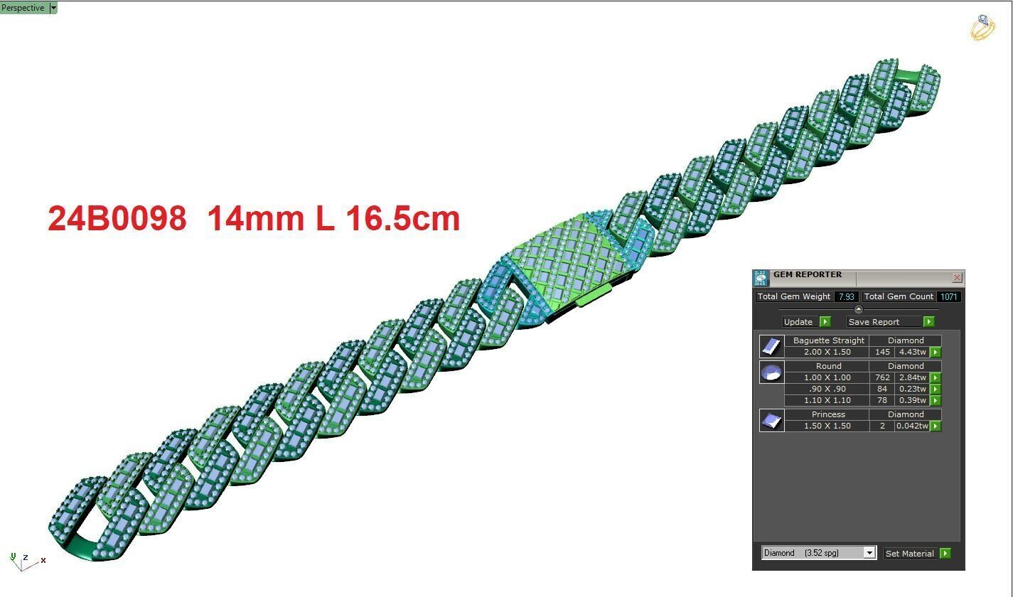 Cuban bracelet mix bagute 3D print model_5