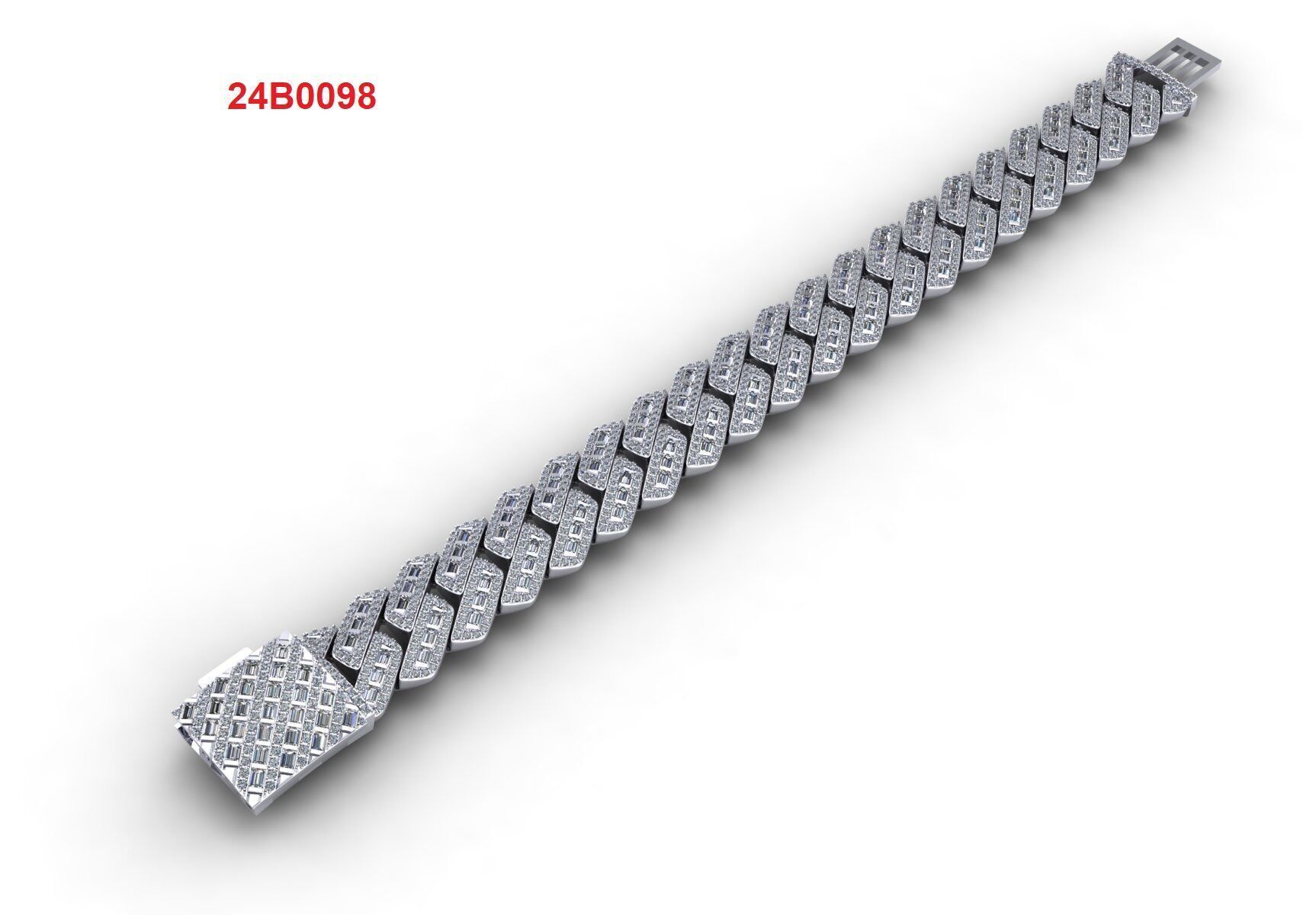 Cuban bracelet mix bagute 3D print model_2