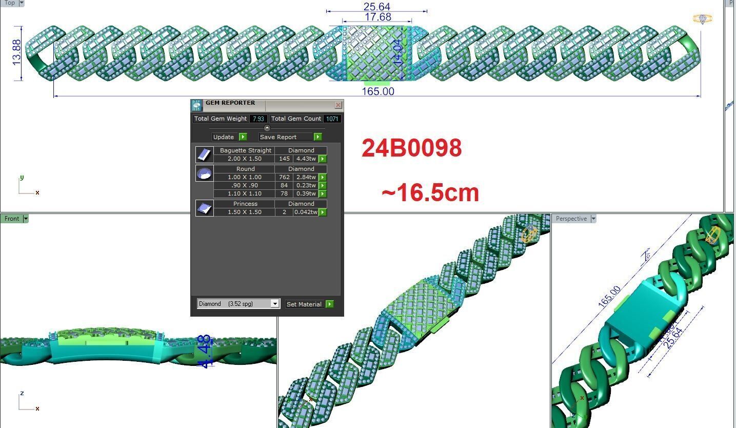 Cuban bracelet mix bagute 3D print model_4