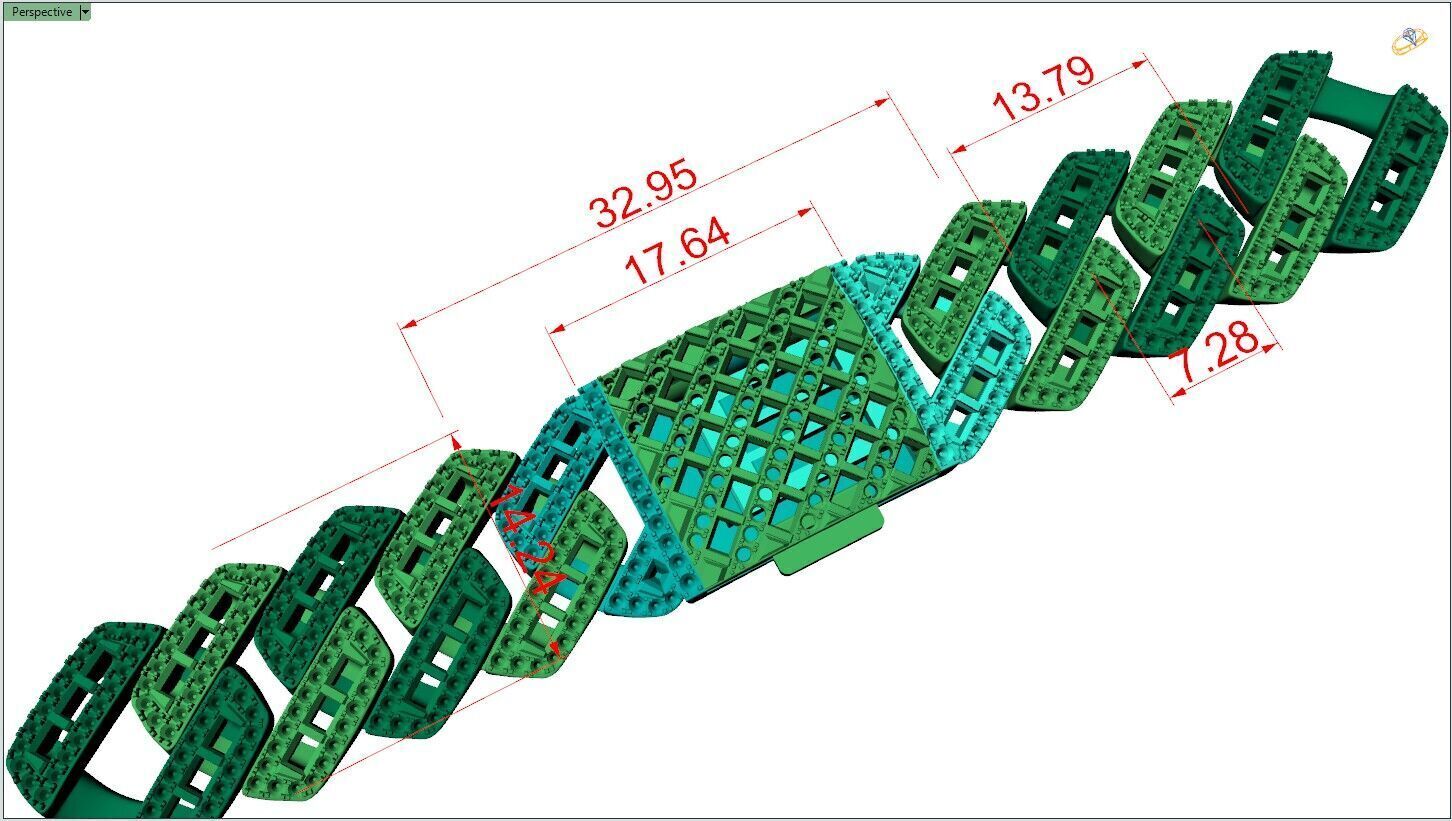 Cuban bracelet mix bagute 3D print model_8