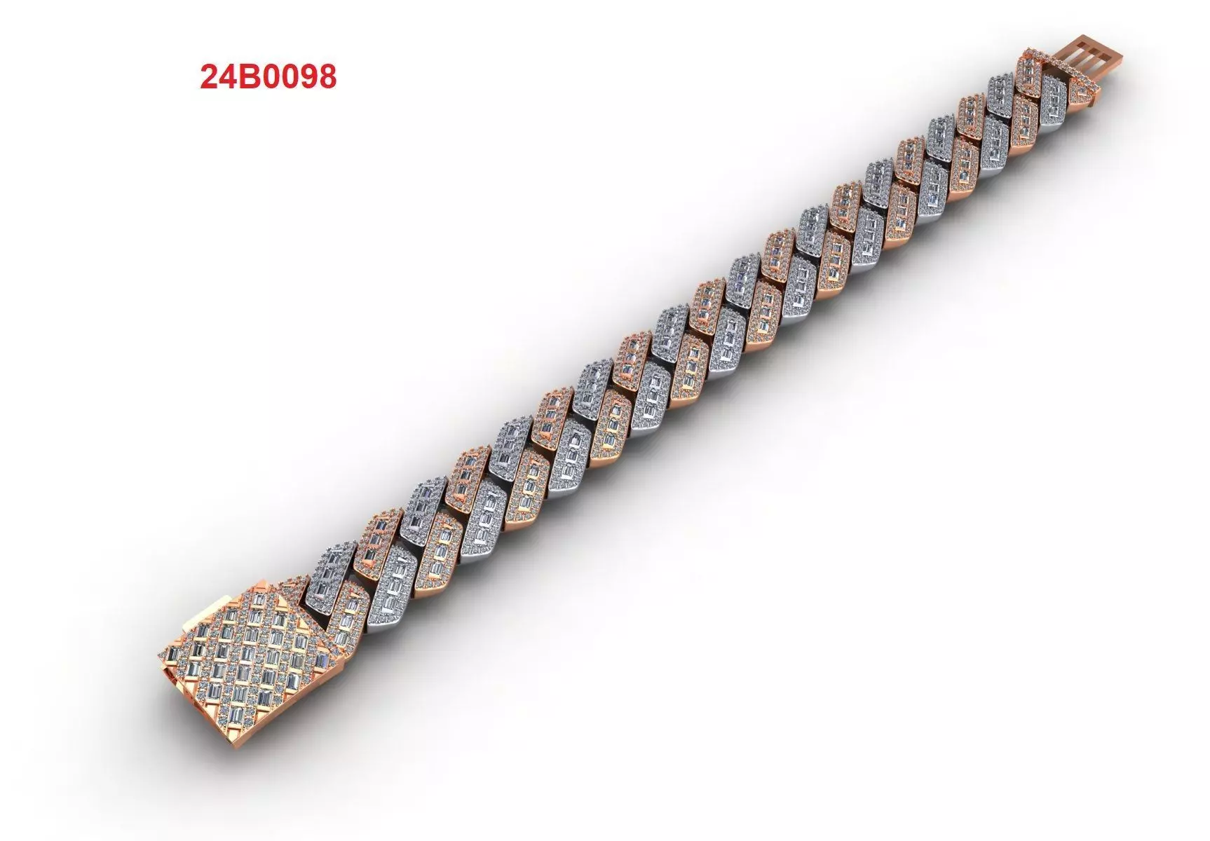 Cuban bracelet mix bagute 3D print model_0