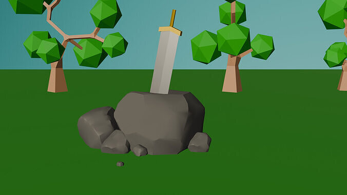 Stylized Low Poly Sword Game Asset Low-poly 3D model