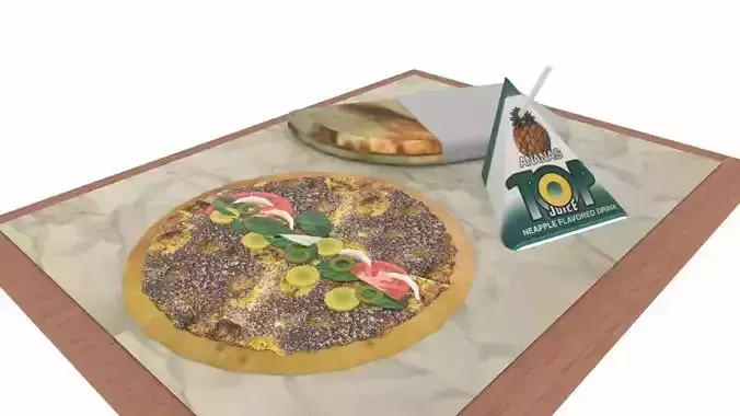 Traditional Lebanese Mankouche Zaatar with Pineapple Juice