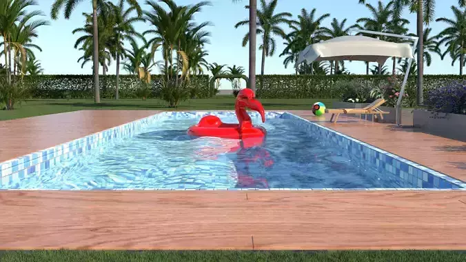 laos Flamingo Pool Scene 3D model