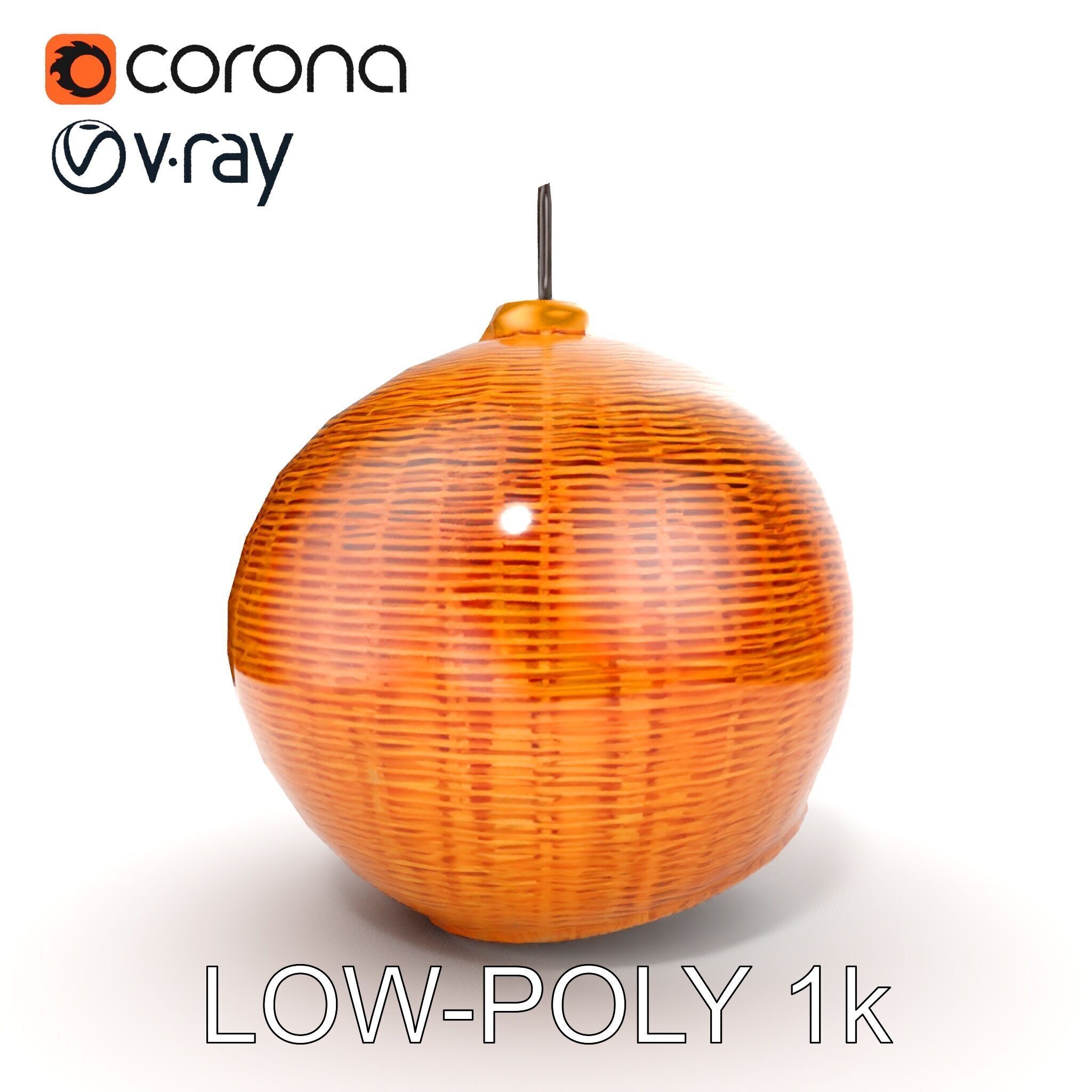 Wicker Pendant Light model pack for interior decoration Low-poly 3D model_23