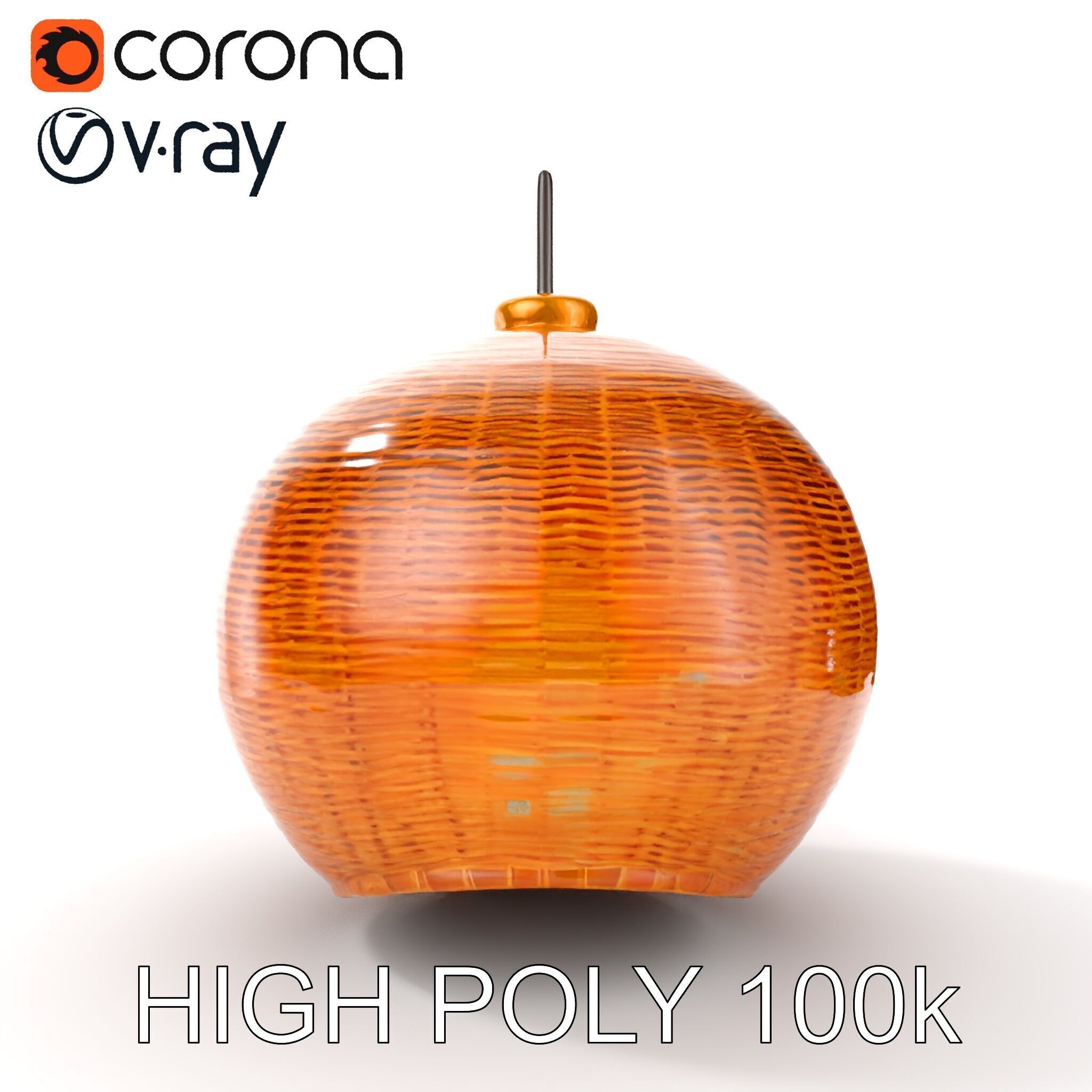 Wicker Pendant Light model pack for interior decoration Low-poly 3D model_27