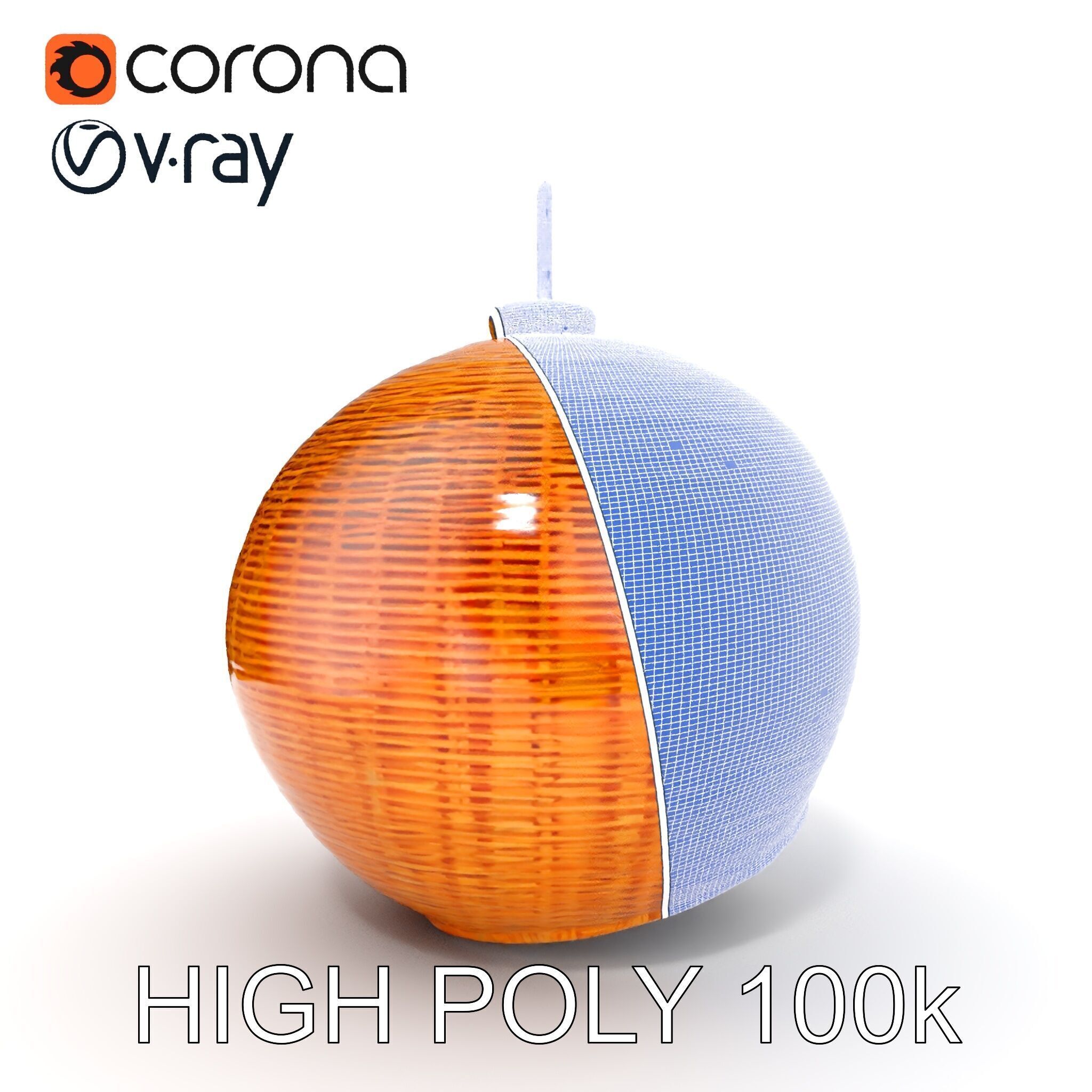 Wicker Pendant Light model pack for interior decoration Low-poly 3D model_24